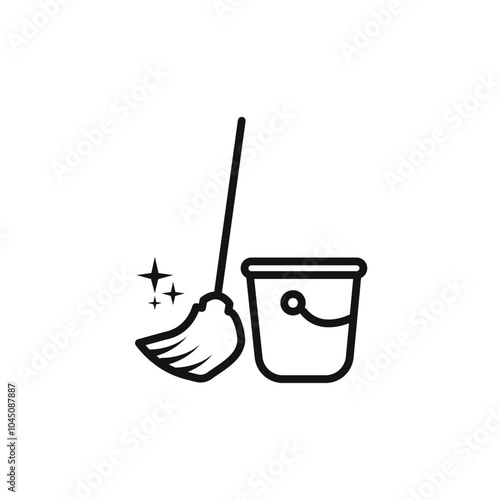 Mopping floors icon Isolated flat vector in outline