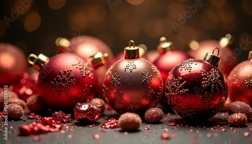  Shiny Christmas ornaments in a festive display