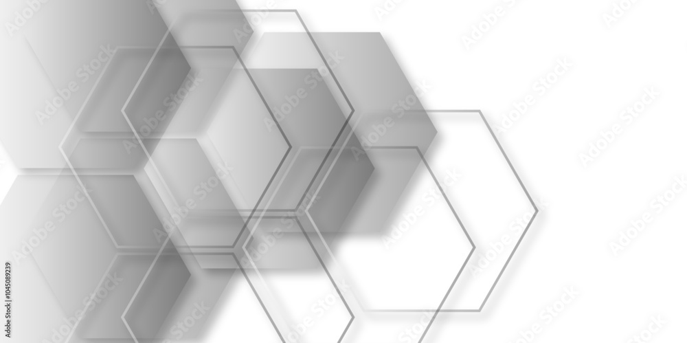 Abstract white, gray background with hexagon and hexagonal background. abstract 3d hexagonal background with shadow. 3D futuristic abstract honeycomb mosaic background. Abstract white, gray background with hexagon and hexagonal background. abstract 3d hexagonal background with shadow. 3D futuristic abstract honeycomb mosaic background.