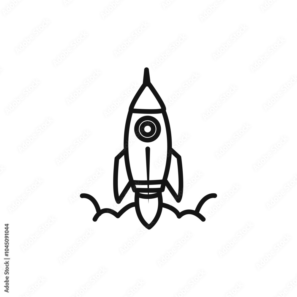 Rocket Spaceship Startup icon Isolated flat vector in outline Rocket Spaceship Startup icon Isolated flat vector in outline