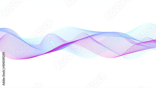  Abstract blue purple gradient flowing wave lines on white background. Modern colorful wavy lines pattern design element. Element for theme technology futuristic.