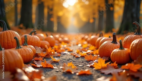  Autumns Pathway  A PumpkinLined Walkway photo