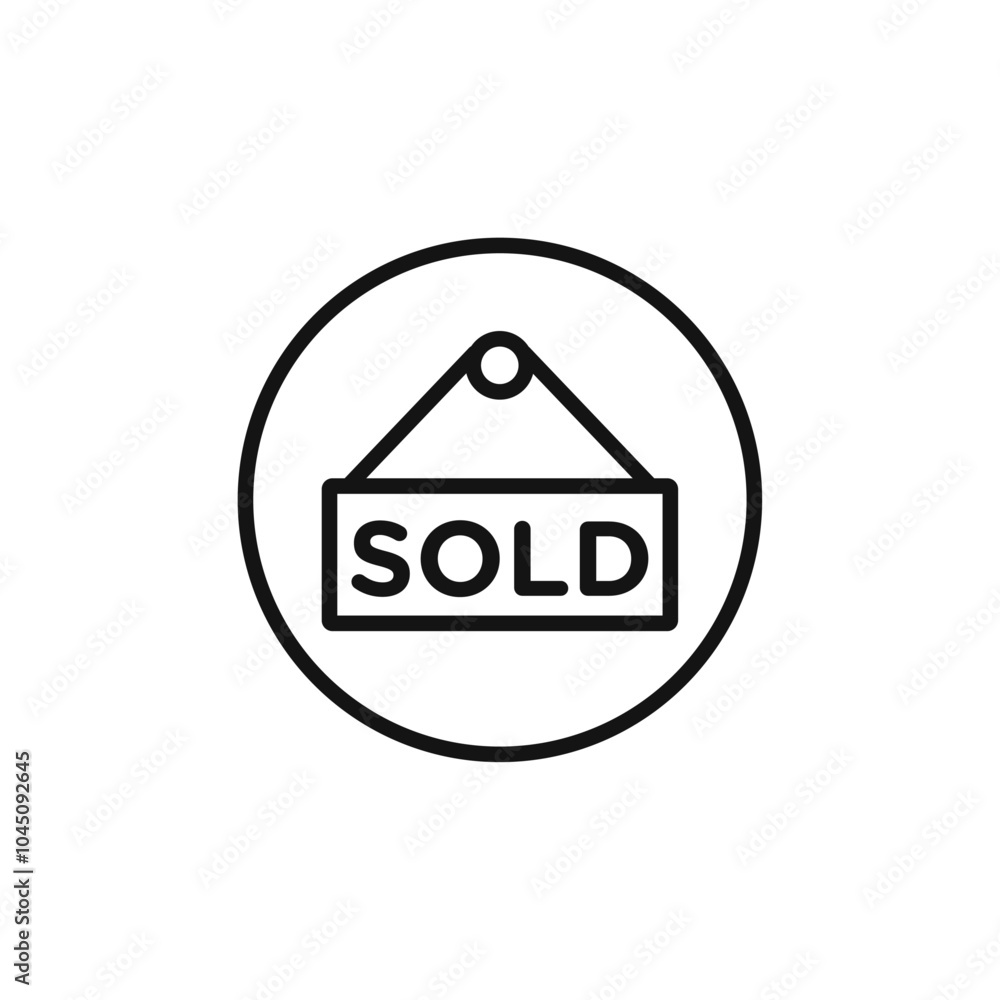 Sold icon Isolated flat vector in outline Sold icon Isolated flat vector in outline