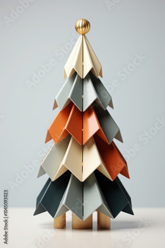 Modern geometric christmas tree sculpture in minimalist style