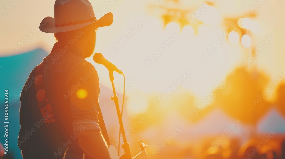 custom made wallpaper toronto digitalA cowboy passionately performs on stage as the sun sets behind him, creating a captivating atmosphere at the outdoor festival