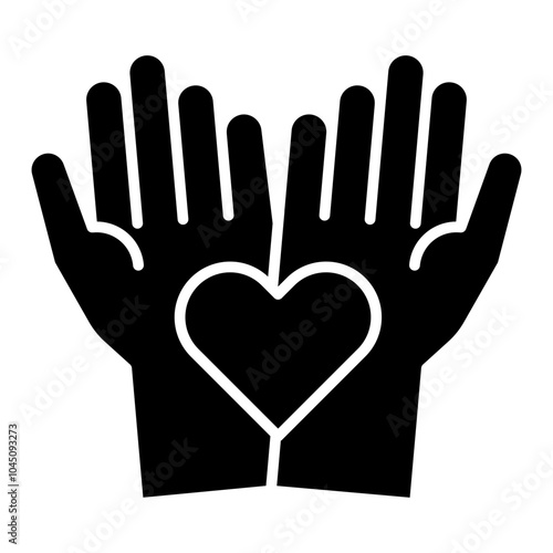 Vector icon of Handmade. A pair of hands with a heart symbolizing artisanal craftsmanship and handmade products. Ideal for promoting handcrafted goods and sustainable brands.