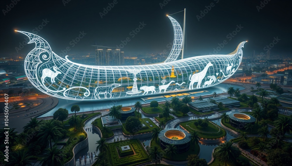 Chinese dragon perched atop a temple, illuminated by the city lights below, a symbol of ancient culture soaring through the night sky Chinese dragon perched atop a temple, illuminated by the city lights below, a symbol of ancient culture soaring through the night sky