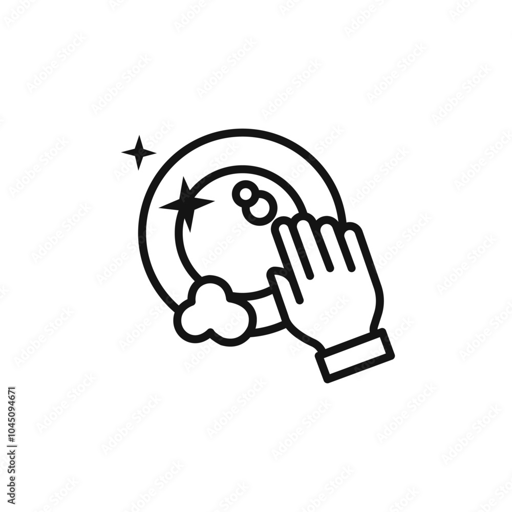 Washing plate icon Isolated flat vector in outline Washing plate icon Isolated flat vector in outline