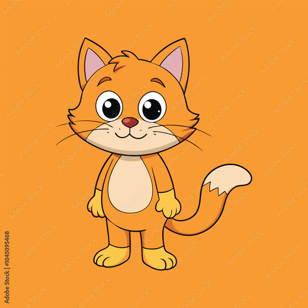 Obraz premium Vector little cute cat cartoon character. Cat Cartoon Vector Illustration