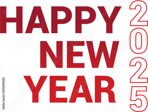 Wallpaper Mural Bold Red Happy New Year 2025 Text Design - Festive Greeting Card" Torontodigital.ca