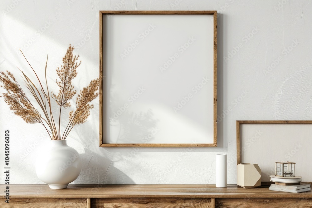 Blank framed photo mockup publication windowsill indoors. Blank framed photo mockup publication windowsill indoors.