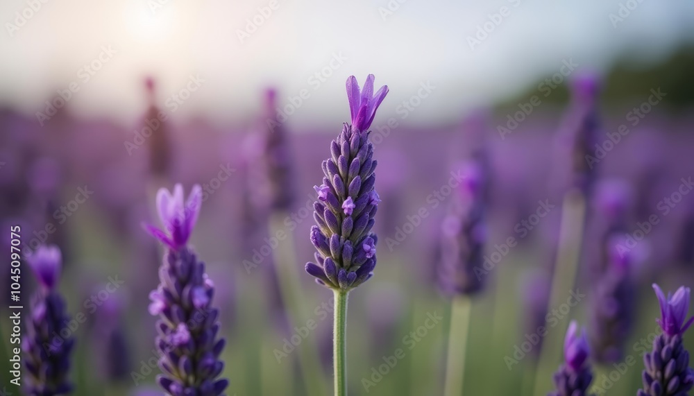 Naklejka premium Purple fields of lavender a serene summer scene