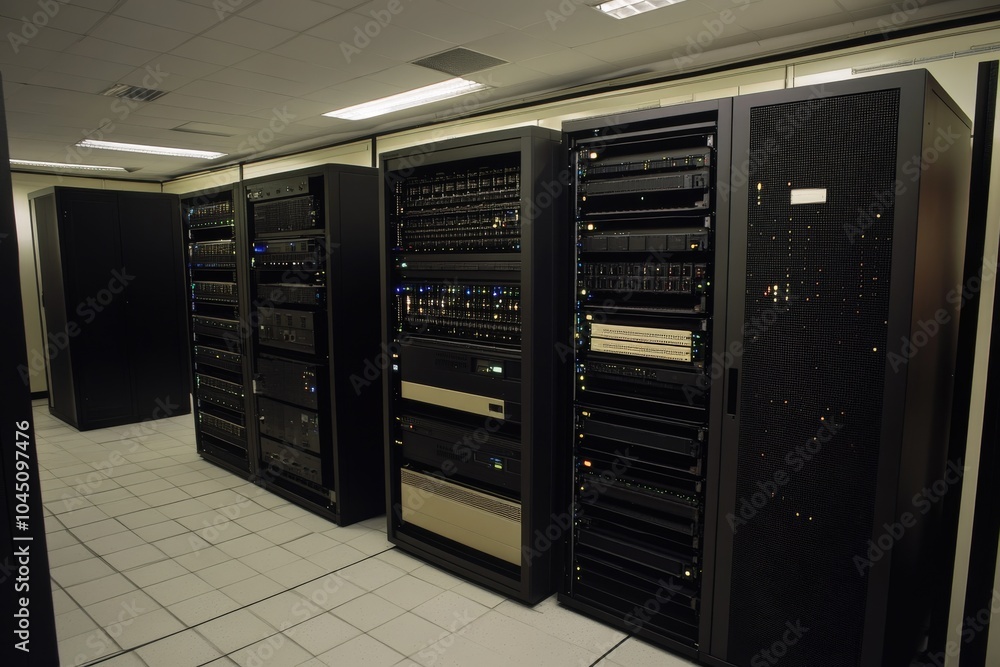 Mainframe: IBM AS400 Mainframe in Server Room with Console and Server Rack Mainframe: IBM AS400 Mainframe in Server Room with Console and Server Rack