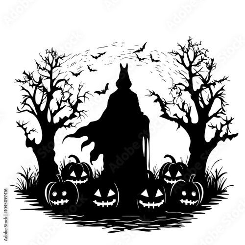 Halloween Symbols – Perfect for Spooky Designs, Party Invitations, Craft Projects, or Themed Merchandise. This Collection of Halloween Icons Includes Classic Elements Like Pumpkins, Bats, Skulls photo