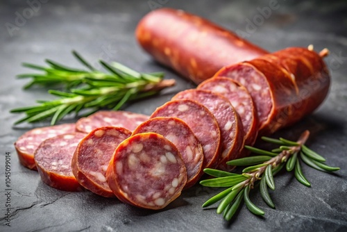 A long piece of meat is sliced into small pieces