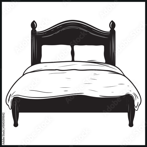 Bed vector silhouette, icon ,furniture