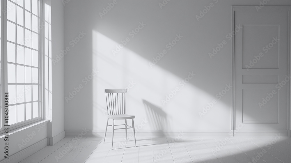Empty chair at the room corner comfotable chair in empty white room loneliness concept : Generative AI Empty chair at the room corner comfotable chair in empty white room loneliness concept : Generative AI