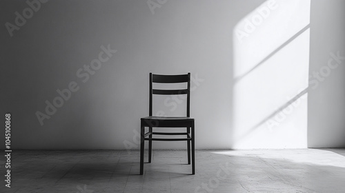 Empty chair at the room corner comfotable chair in empty white room loneliness concept : Generative AI