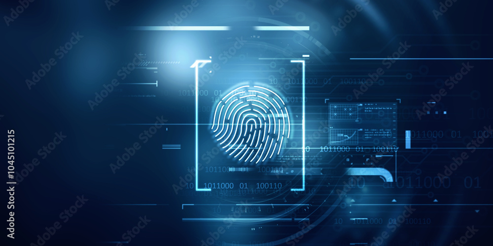 2d Illustration Fingerprint Scanning Technology Concept 2d Illustration Fingerprint Scanning Technology Concept