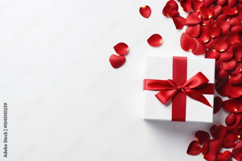 Rose petals and valentine gift box celebration anniversary decoration. Rose petals and valentine gift box celebration anniversary decoration.