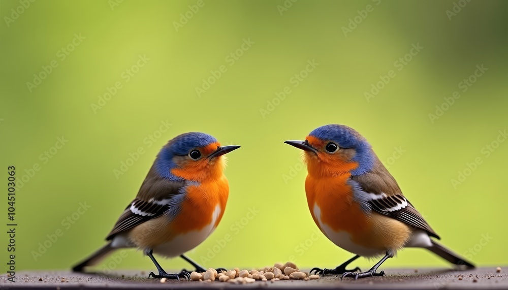 Obraz premium Birds of a feather sharing a meal together