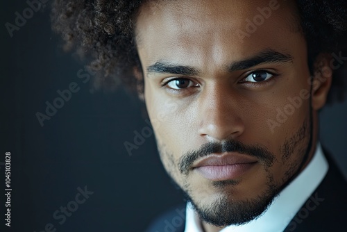 Beautiful afro business man, close-up with generative ai