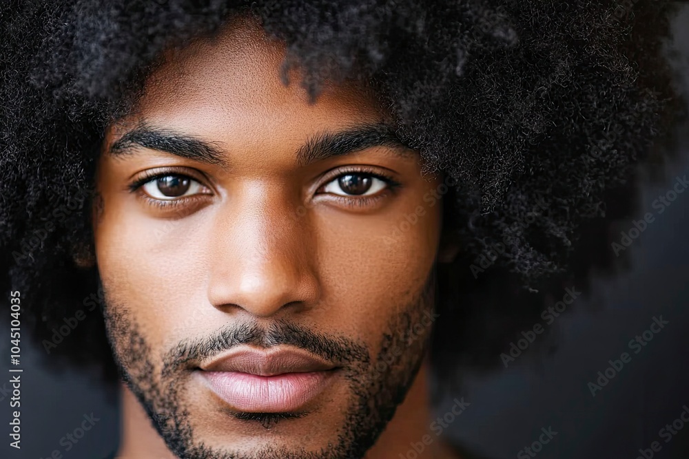 Beautiful afro business man, close-up with generative ai Beautiful afro business man, close-up with generative ai