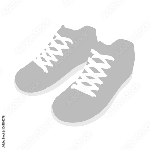 Vector illustration of shoes isolated on white background. Stylish high-top sneakers with laces in classic black and white design. Isometric view