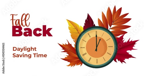 Fall Back. Set the clock to daylight saving time ends. Animation 4k with message