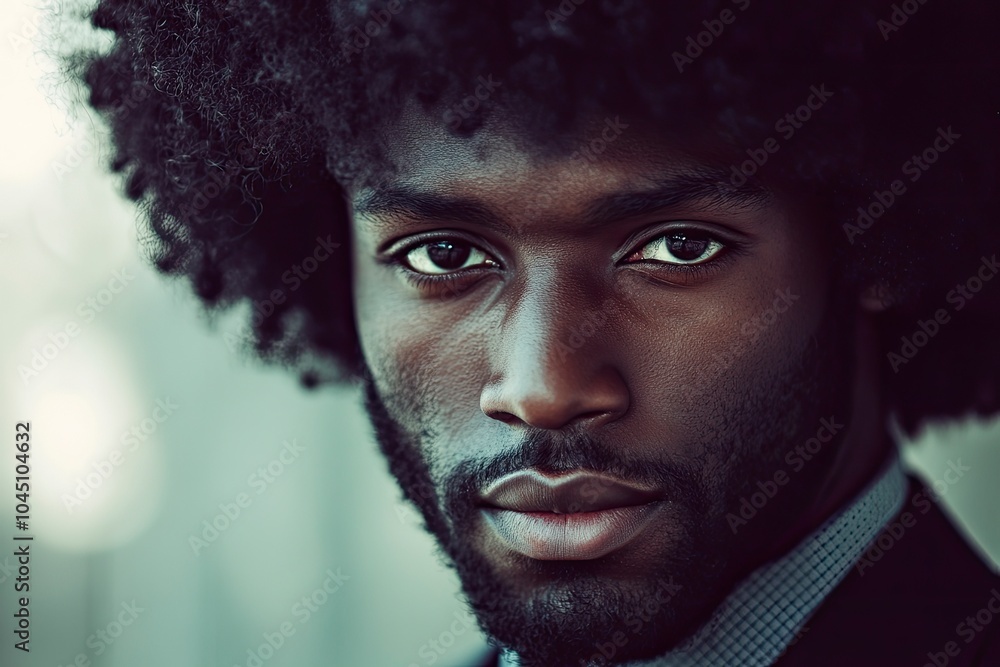 Beautiful afro business man, close-up with generative ai Beautiful afro business man, close-up with generative ai