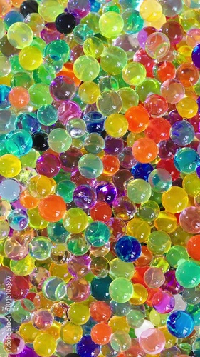 different color balls, Water beads close-up,  Texture of Hydrogel balls or many colorful orbeez  background. photo