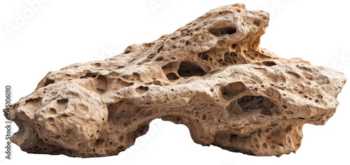 porous limestone rock formation, isolated on transparent background, natural geological feature for aquascaping, landscaping, and nature concepts