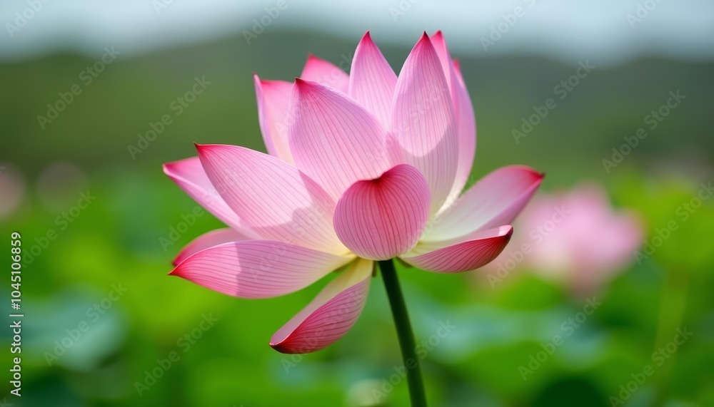 Blooming with beauty A closeup of a vibrant pink lotus flower Blooming with beauty A closeup of a vibrant pink lotus flower