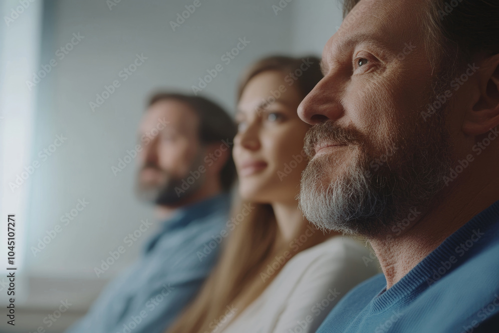 Group of people engaged in a thoughtful discussion during a workshop in a modern office setting Group of people engaged in a thoughtful discussion during a workshop in a modern office setting