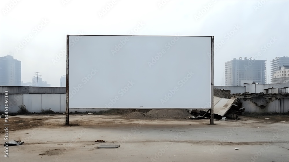 Empty Billboard on Urban Rooftop