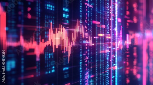 Neon Stock Market Data Visualization