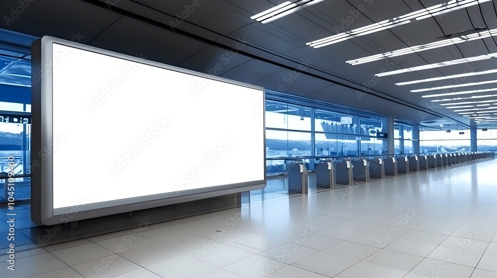 Empty Advertising Space in Modern Airport Terminal Empty Advertising Space in Modern Airport Terminal
