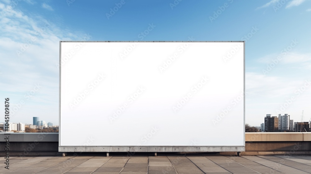 Fototapeta premium Blank Billboard Against City Skyline Background
