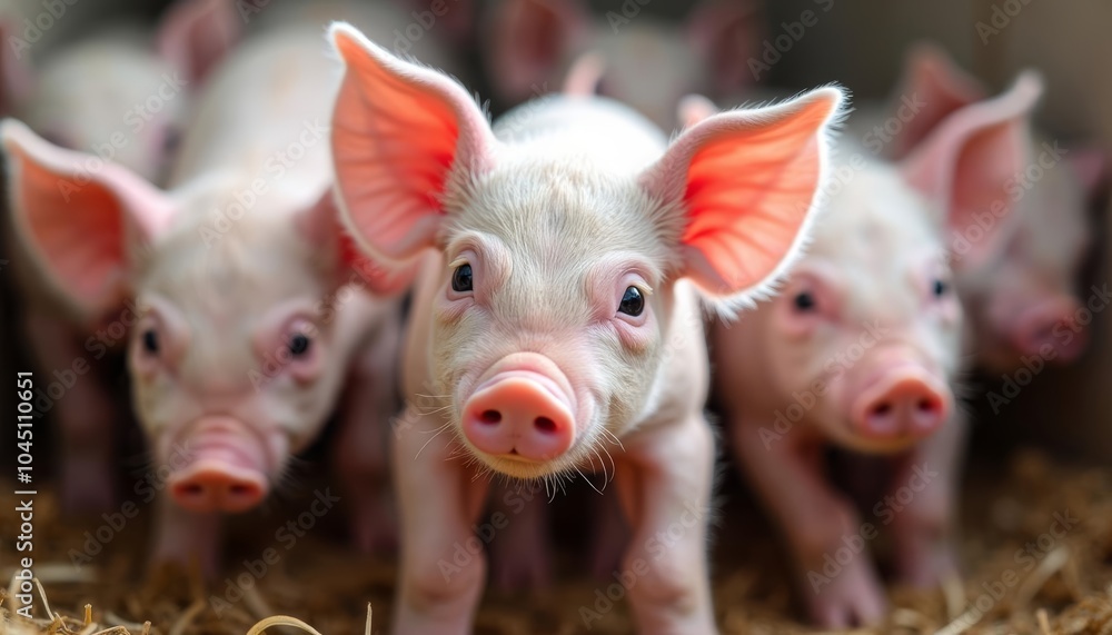 Piglets with large ears ready for adventure Piglets with large ears ready for adventure