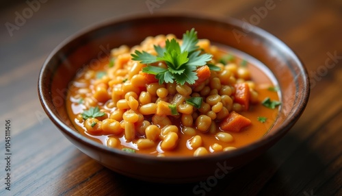  Hearty bean stew with a touch of freshness