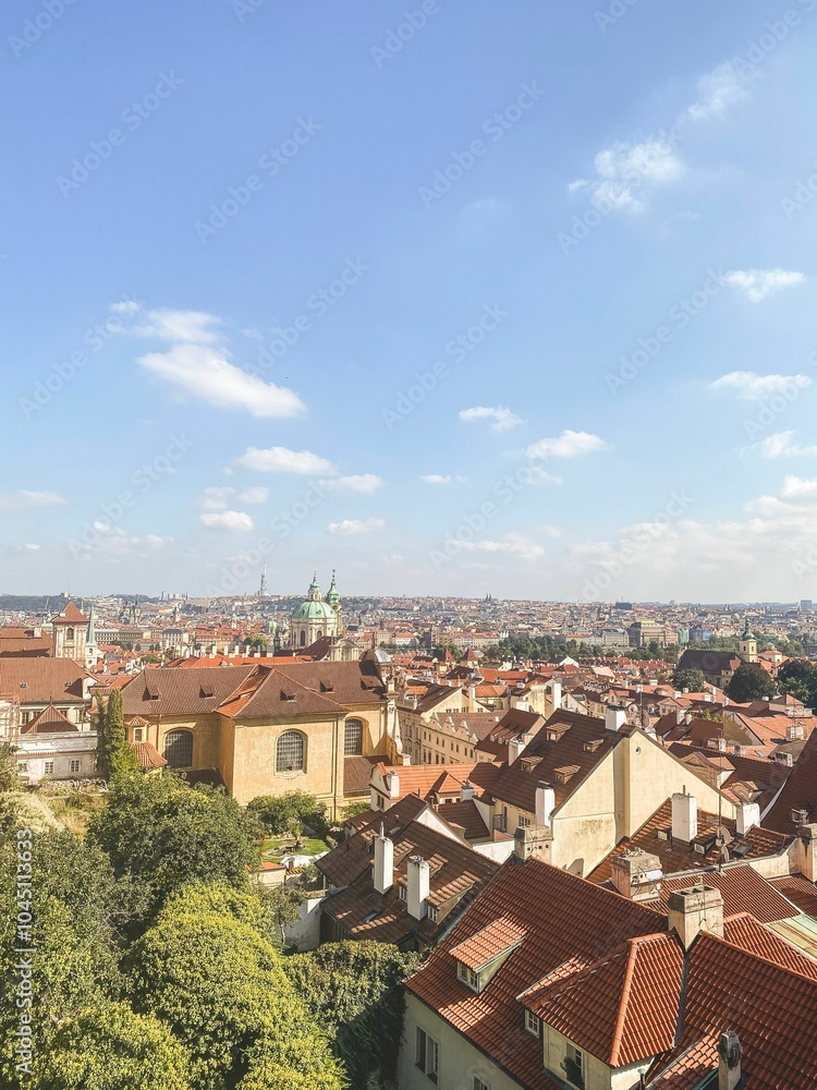 View Overlooking the Red Rooftops of Prague. View Overlooking the Red Rooftops of Prague.