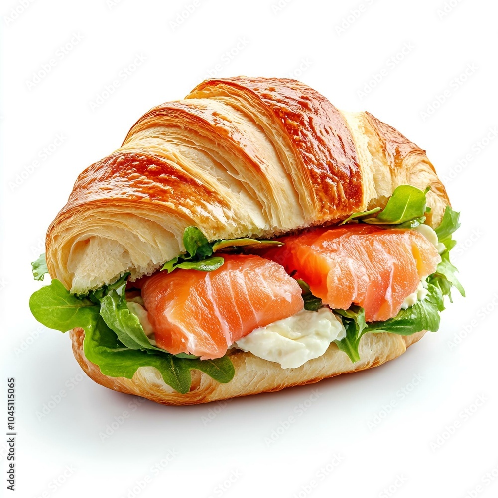 Croissant sandwich with smoked salmon and cream cheese. Croissant sandwich with smoked salmon and cream cheese.