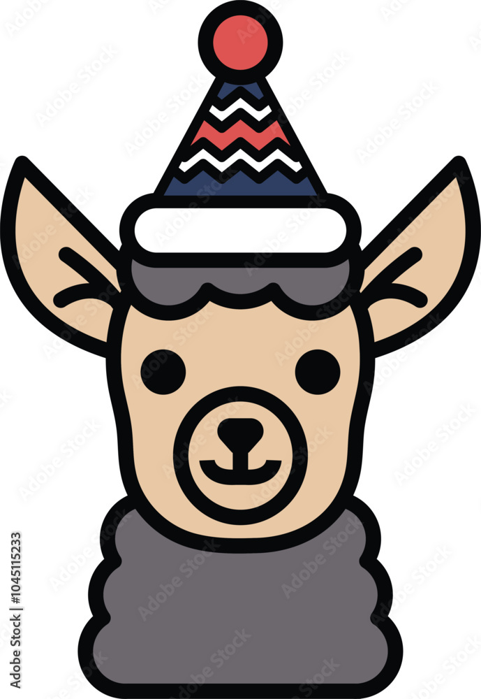 A cartoon of a llama wearing a hat and smiling A cartoon of a llama wearing a hat and smiling