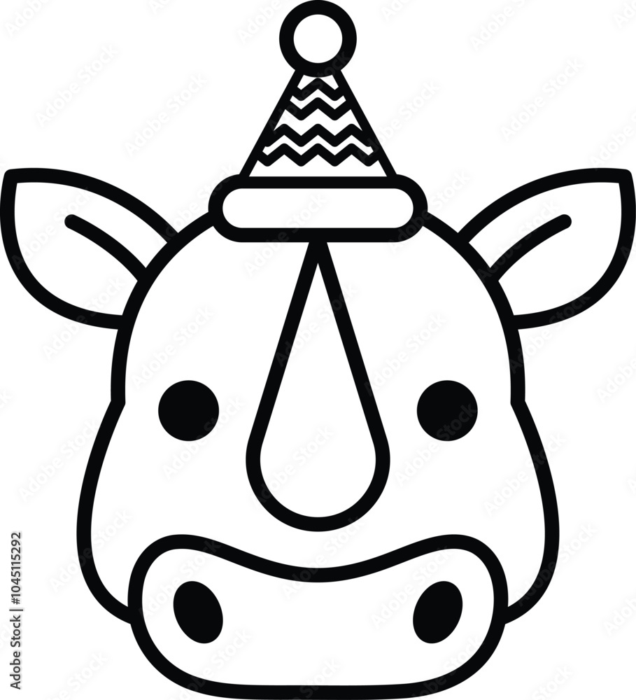 A rhino with a hat on its head A rhino with a hat on its head