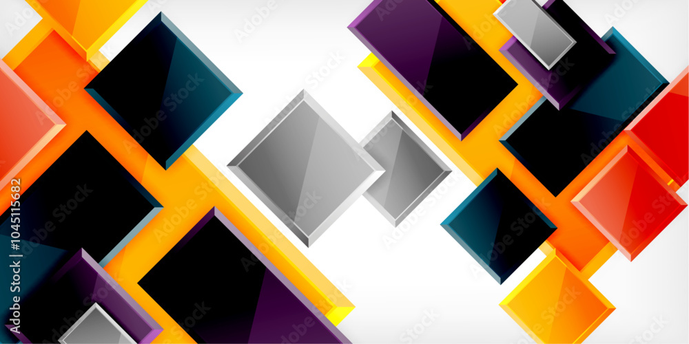 Glass toy style square shapes abstract design. Vector Illustration For Wallpaper, Banner, Background, Card, Book Illustration, landing page Glass toy style square shapes abstract design. Vector Illustration For Wallpaper, Banner, Background, Card, Book Illustration, landing page