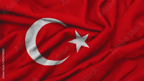 Türkiye national flag on velvet wavy background photo