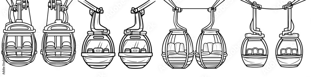 The icon features a B&W line art of a cable car transporting a city, a winter cable car, and a winter sport The icon features a B&W line art of a cable car transporting a city, a winter cable car, and a winter sport
