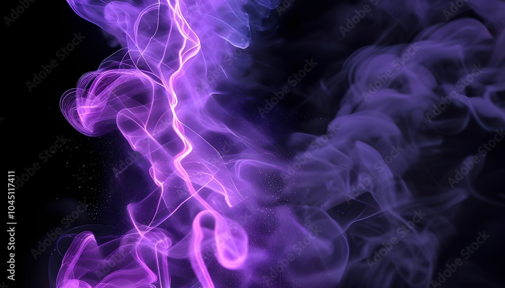 Fototapeta premium Super high definition black background puffy cloud purple light beams behind it.
