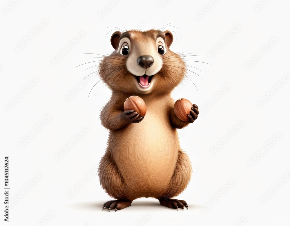 Happy Groundhog with a Hazelnut Happy Groundhog with a Hazelnut