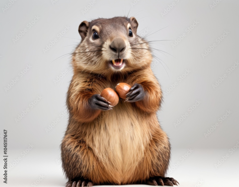 Happy Groundhog with a Hazelnut Happy Groundhog with a Hazelnut